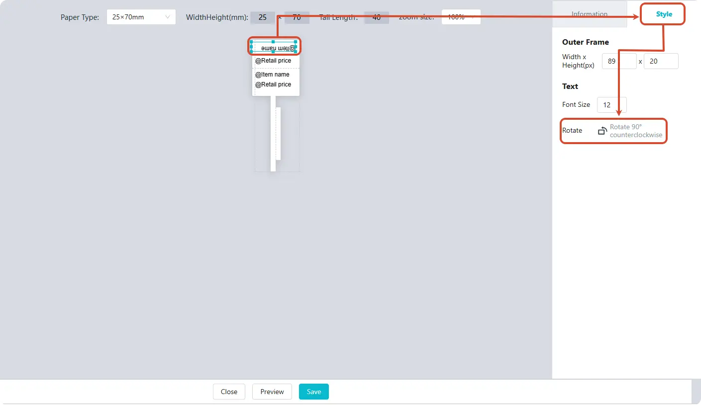 Font Rotation Setting
